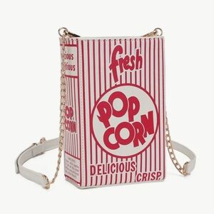 Popcorn Print Crossbody Bag - Red and White